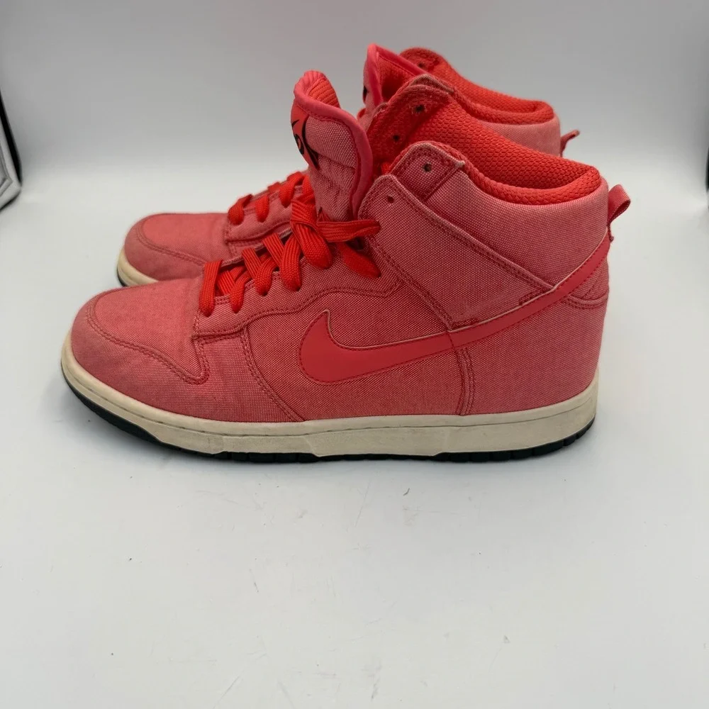 Nike 6.0 Dunk High Pink Red Canvas Sneakers Womens 9 High Top Shoes Skater
